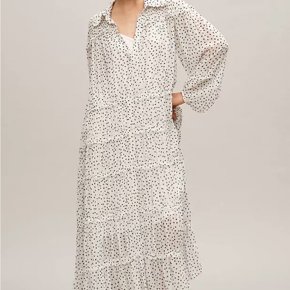 By Anthropologie Long-Sleeve Smocked Tiered Maxi Dress - Picture 1 of 4
